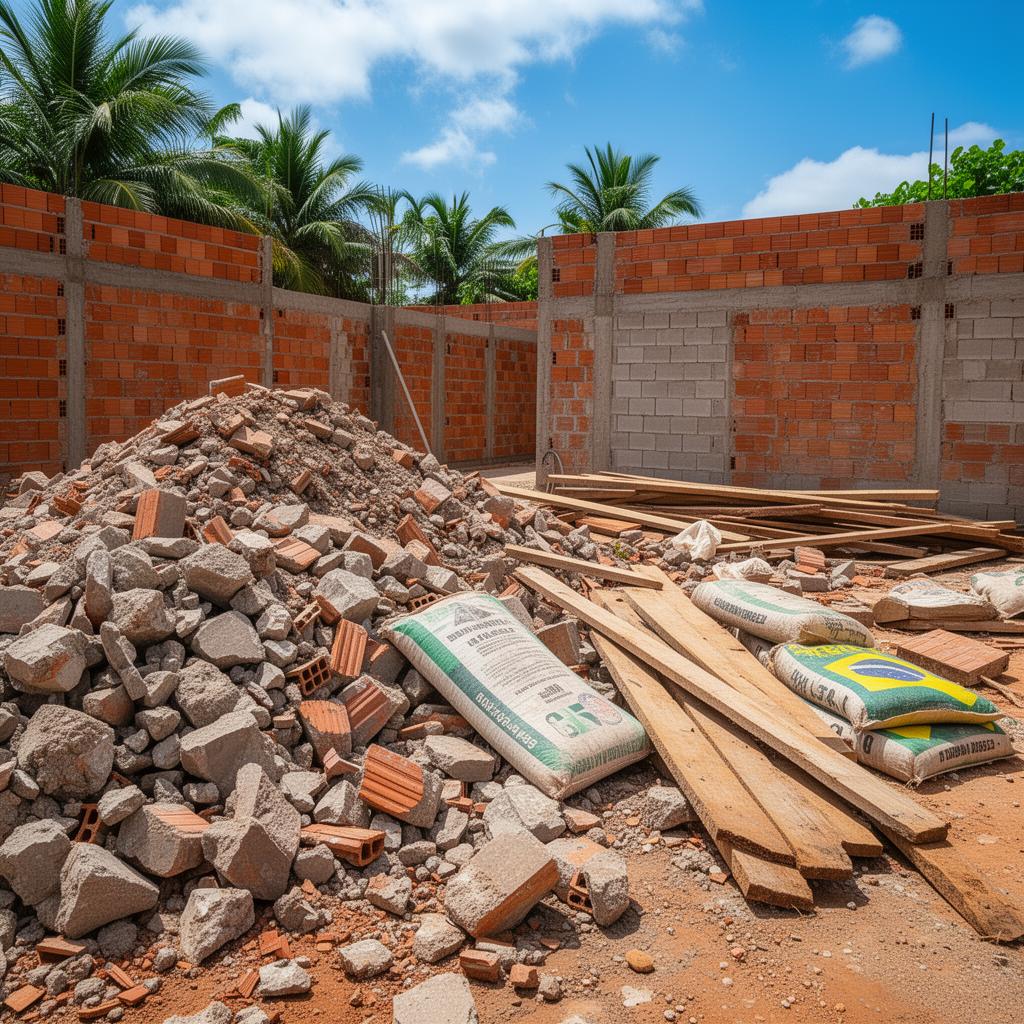 Antes — Retirada rápida de resíduos de construção